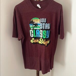 Maroon Graphic Tee with Colorful Print